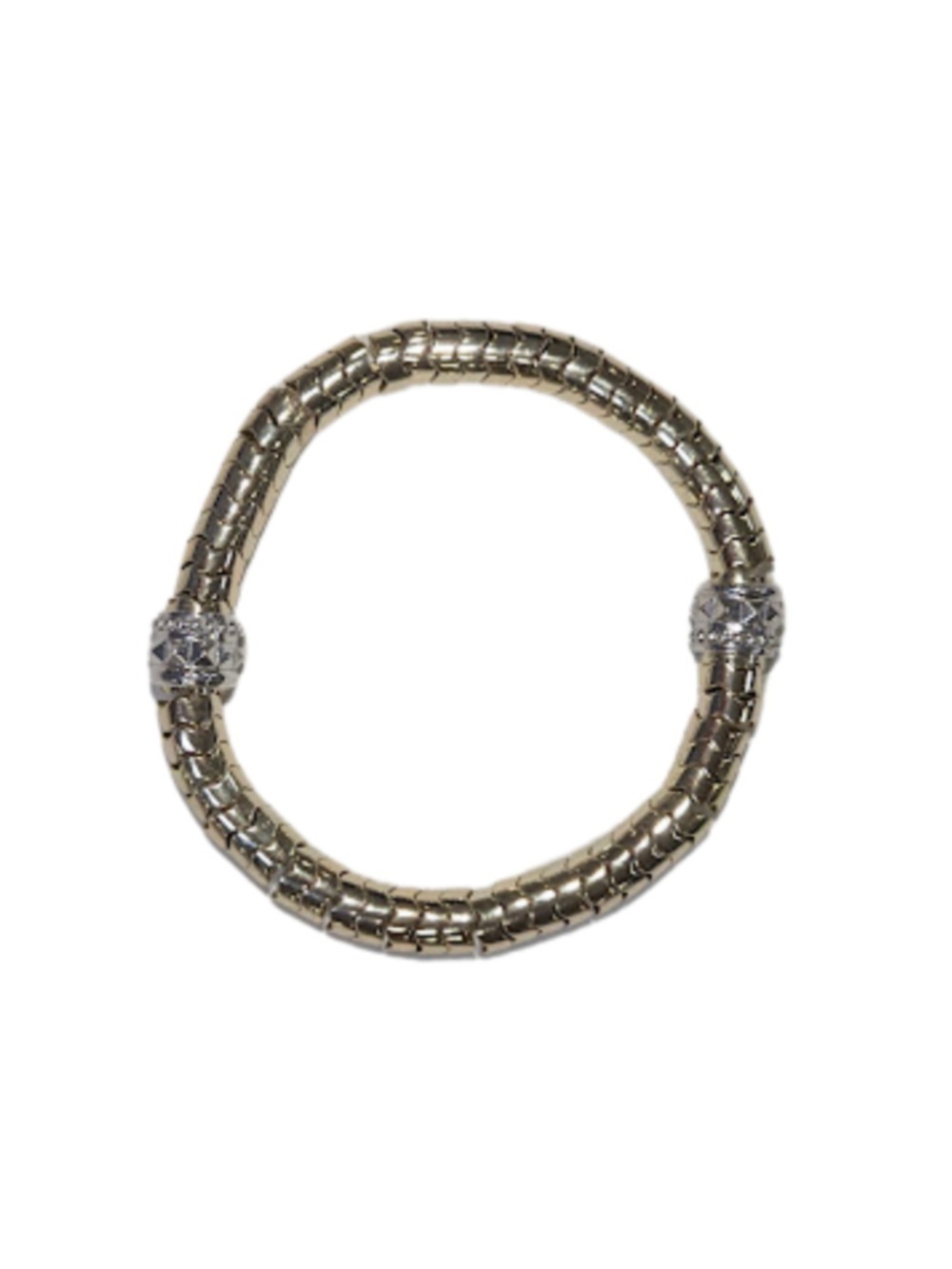Two Tone Gold Silver Stretch Bracelet Stackable Beaded Mixed Metal Jewelry
